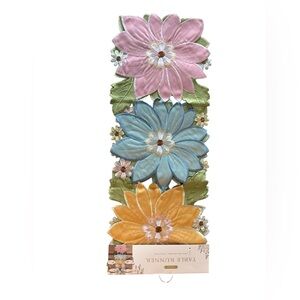 ENVOGUE Table runner 14 x 72 Embroidered Spring Flowers Easter NWT